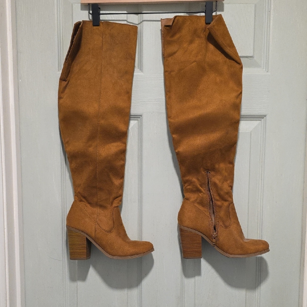 Cityclassified Brown Over-the-Knee Womens Boots Faux Suede